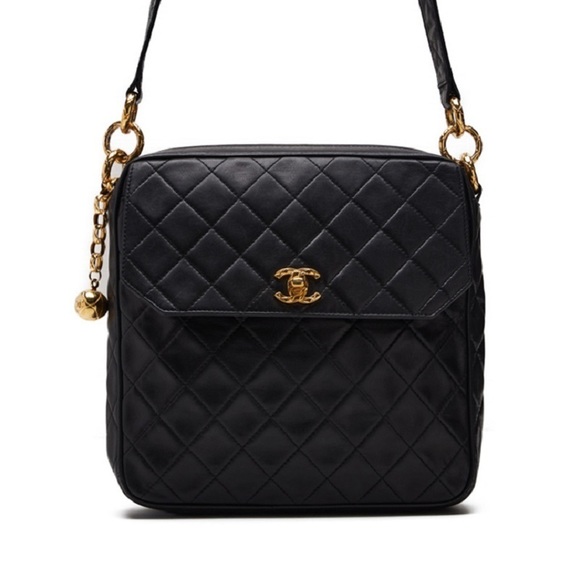 Chanel Handbags - Chanel Matelasse Charm Chain Shoulder Bag Lambskin Black